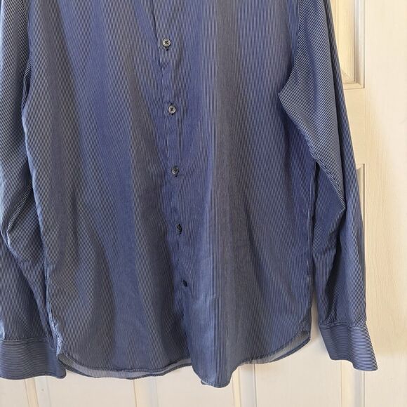 John‎ Varvatos Mens Dress Shirt Preppy Slim Blue 16 (34-35) Designer USA Luxury - Picture 6 of 11